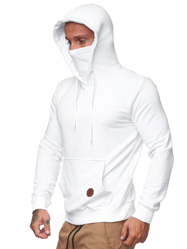 White hooded sweatshirt with face covering from Sweatshirt Hooded Long Sleeve T-Shirt Men’s Sweatshirt Mask