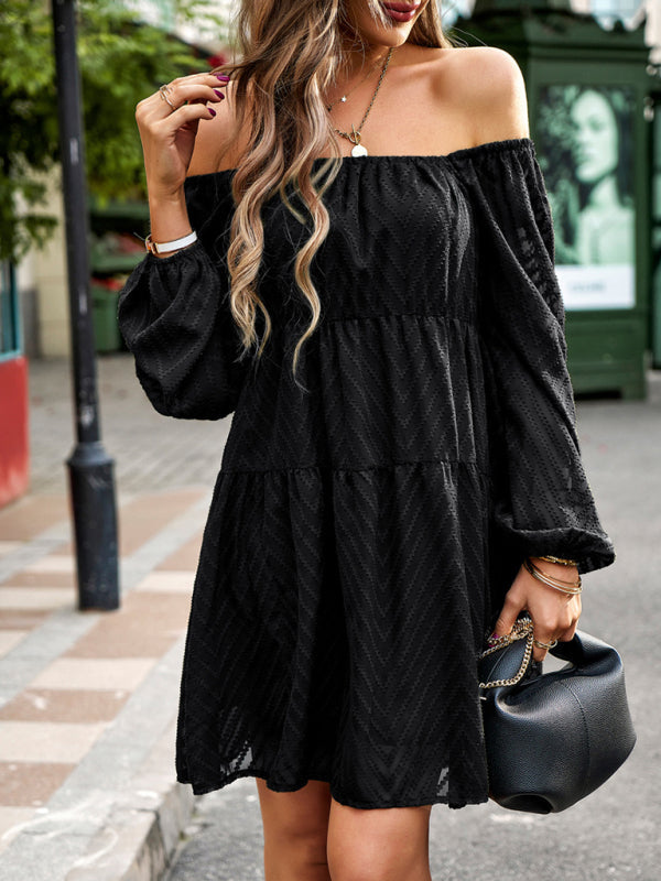 Temperament elegant long sleeve waist dress - Closther