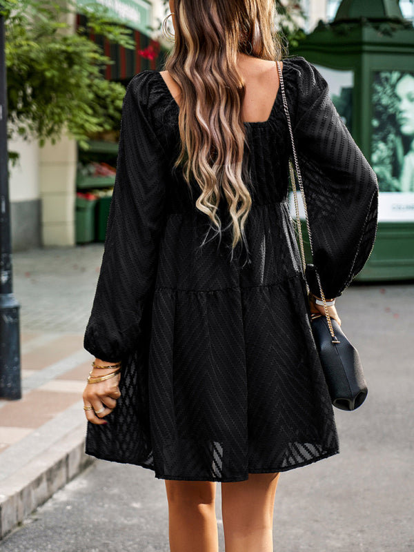 Temperament elegant long sleeve waist dress - Closther
