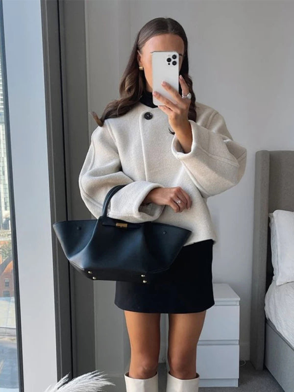 Thick woolen coat - Cream / S