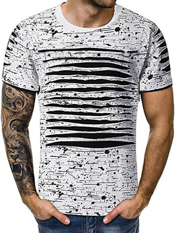 Trendy Flowery Round-Necked T-Shirts Street Men’S Wear - Raw white off white / M