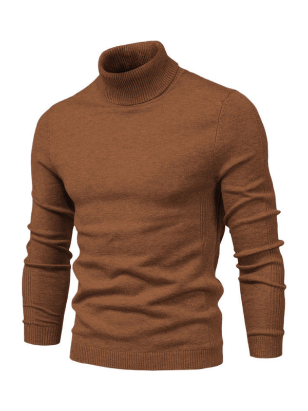 Turtleneck Men’s Pullover Sweater Casual Knitwear - Coffee / S