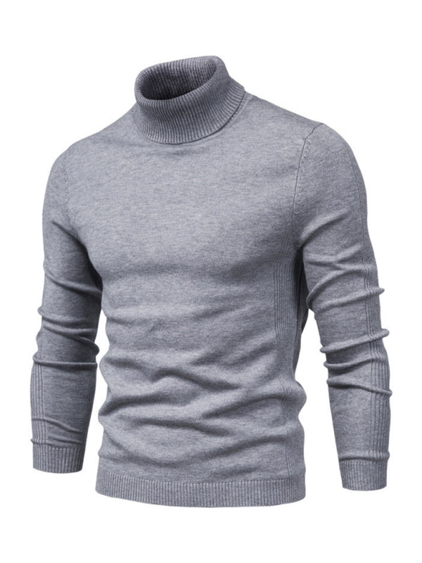 Turtleneck Men’s Pullover Sweater Casual Knitwear - Grey / S