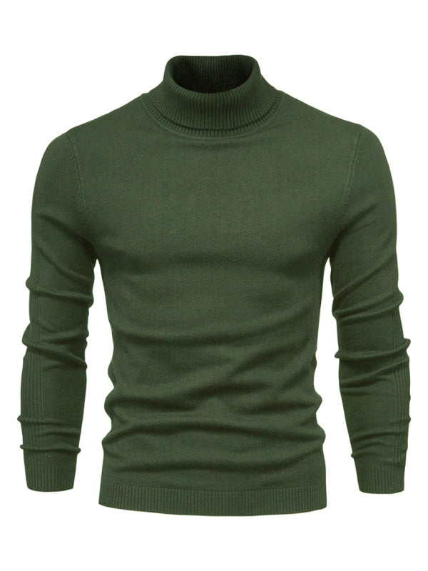 Turtleneck Men’s Pullover Sweater Casual Knitwear - Olive green / S