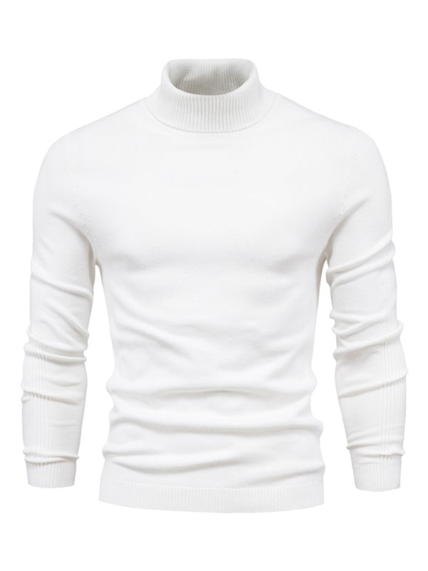 Turtleneck Men’s Pullover Sweater Casual Knitwear - White / S