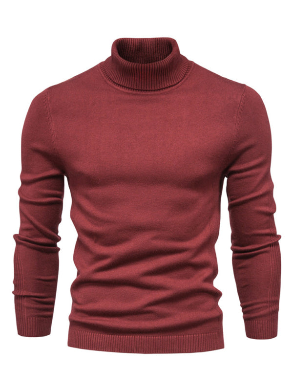Turtleneck Men’s Pullover Sweater Casual Knitwear - Wine Red / S