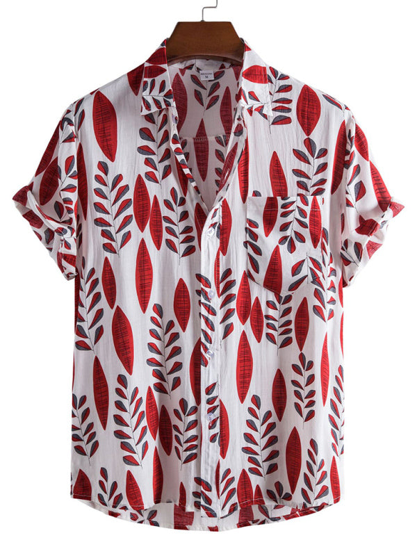 Vacation Floral Men’s Casual Short Sleeve Floral Shirt - Pattern1 / M