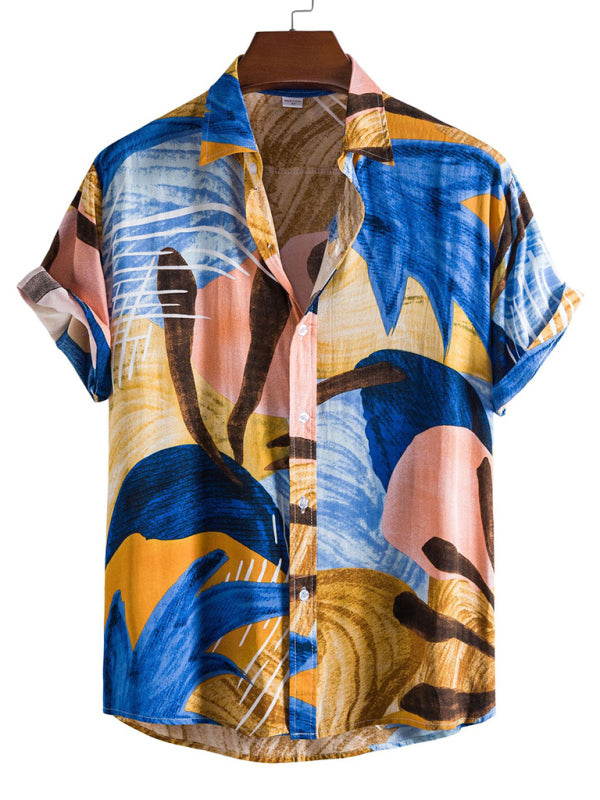 Vacation Floral Men’s Casual Short Sleeve Floral Shirt - Pattern2 / M