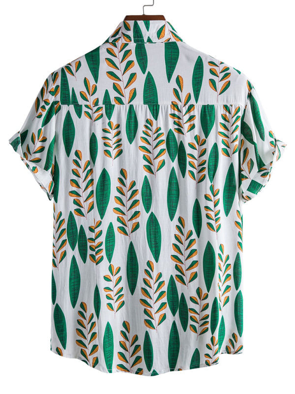 Vacation Floral Men’s Casual Short Sleeve Floral Shirt - Pattern6 / M