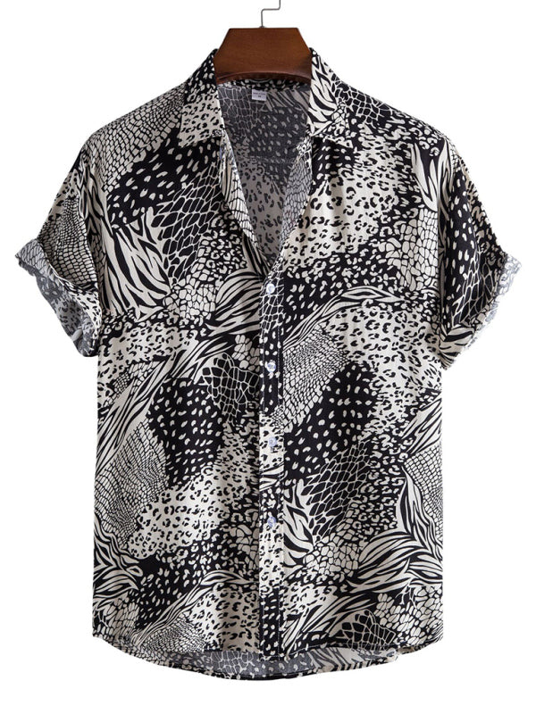 Vacation Floral Men’s Casual Short Sleeve Floral Shirt - Photo Color / M