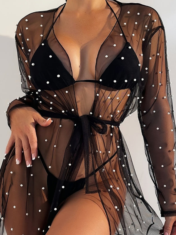Vacation sun protection jacket bikini top swimsuit beach cover-up - Closther