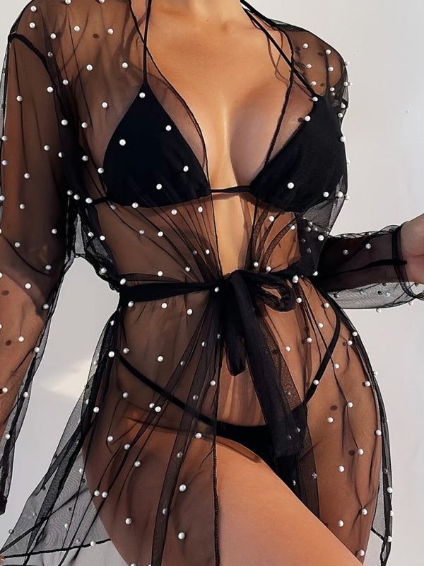 Vacation sun protection jacket bikini top swimsuit beach cover-up - Closther