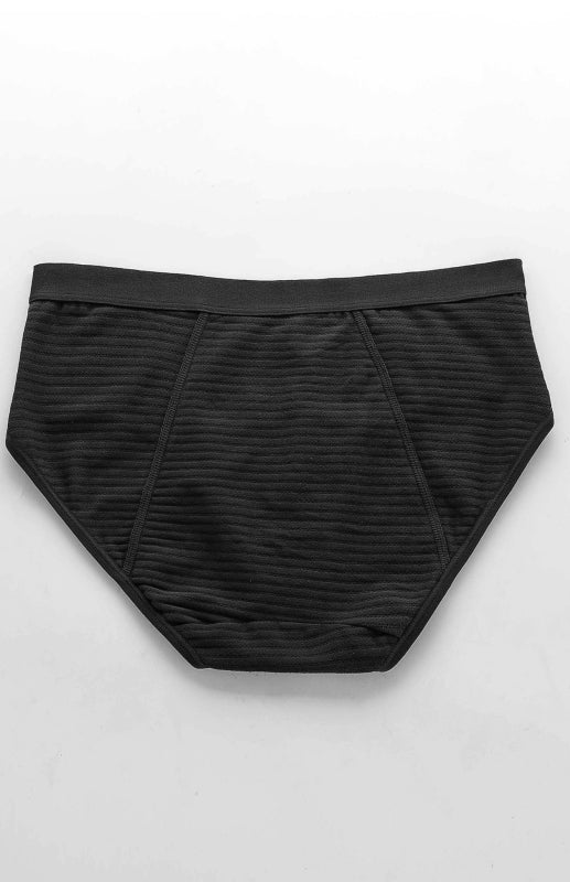 Women Breathable Striped Cotton Panties - Black / XS
