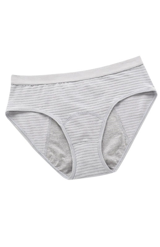 Women Breathable Striped Cotton Panties - Grey / XS