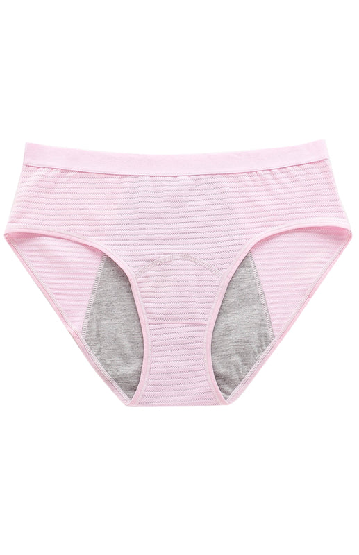 Women Breathable Striped Cotton Panties - Pink / XS