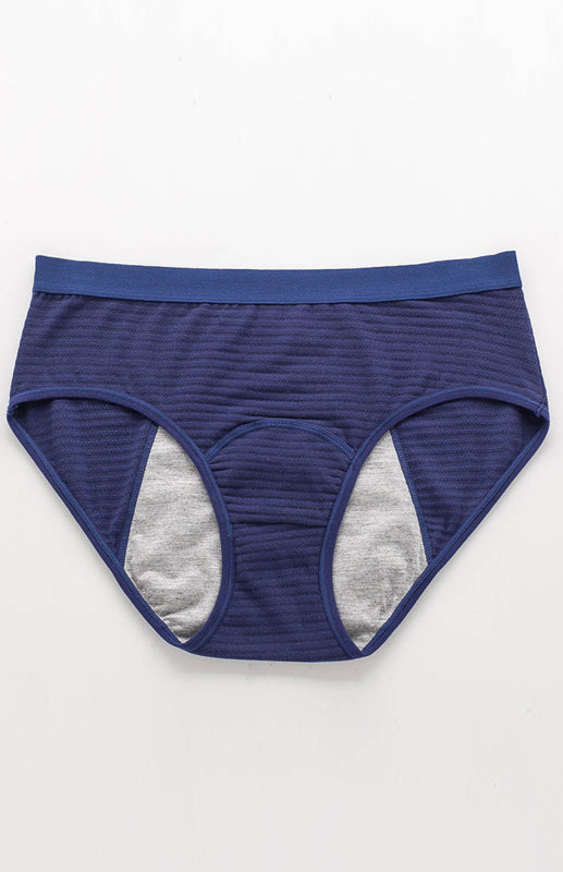 Women Breathable Striped Cotton Panties - Purplish blue navy / XS