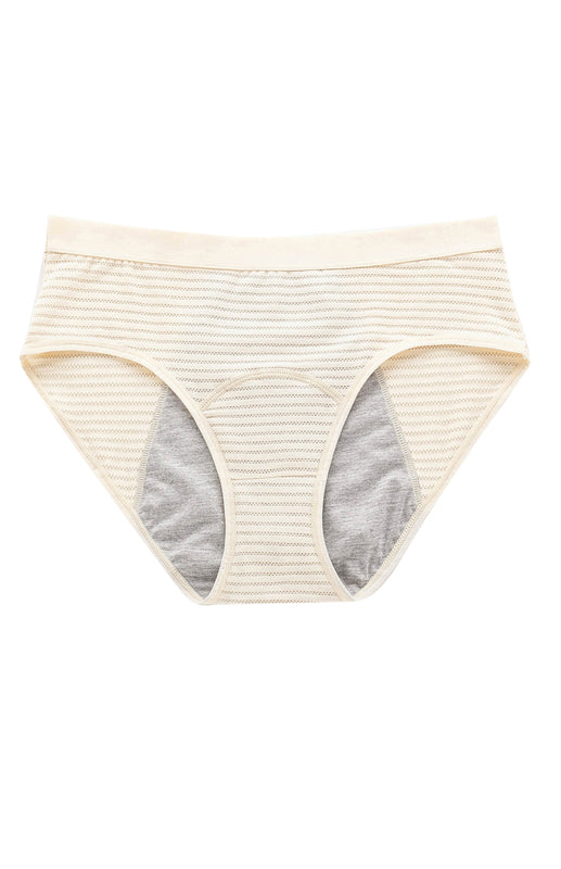 Women Breathable Striped Cotton Panties - Yellow / XS