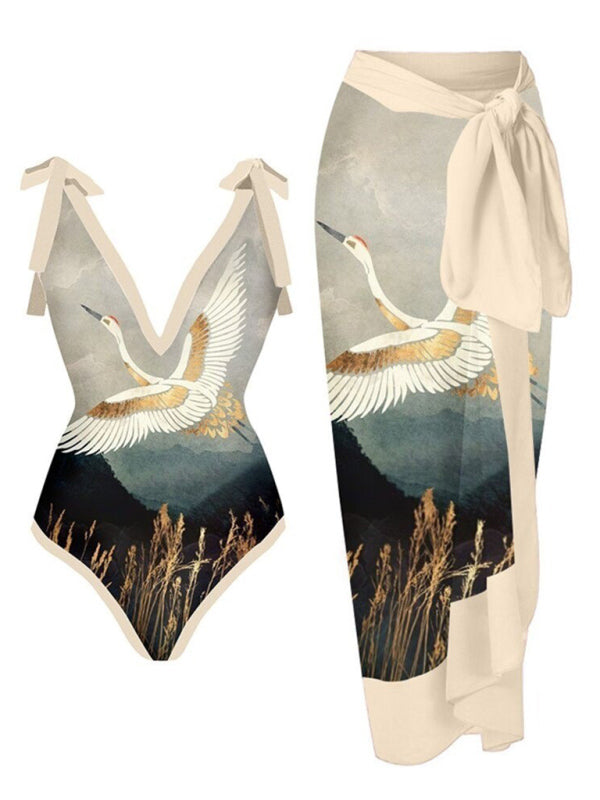 Women Floral Print One-Piece Bikini Swimsuit - Pattern2 / S