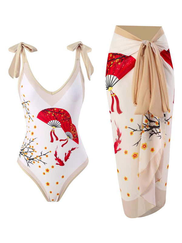 Women Floral Print One-Piece Bikini Swimsuit - Pattern3 / S