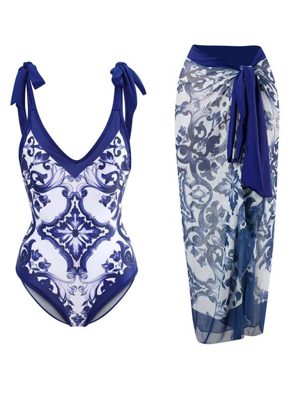 Women Floral Print One-Piece Bikini Swimsuit - Pattern4 / S