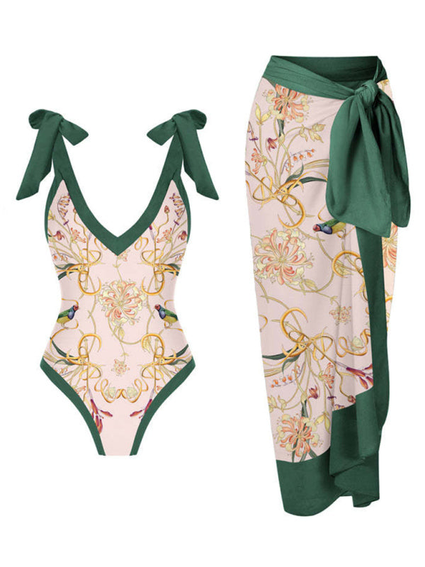 Women Floral Print One-Piece Bikini Swimsuit - Pattern5 / S
