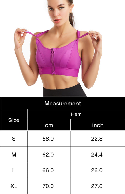 Women’s Adjustable Front Zip Sports Bra