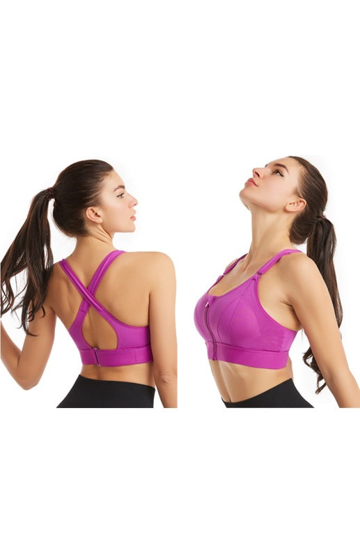 Women’s Adjustable Front Zip Sports Bra