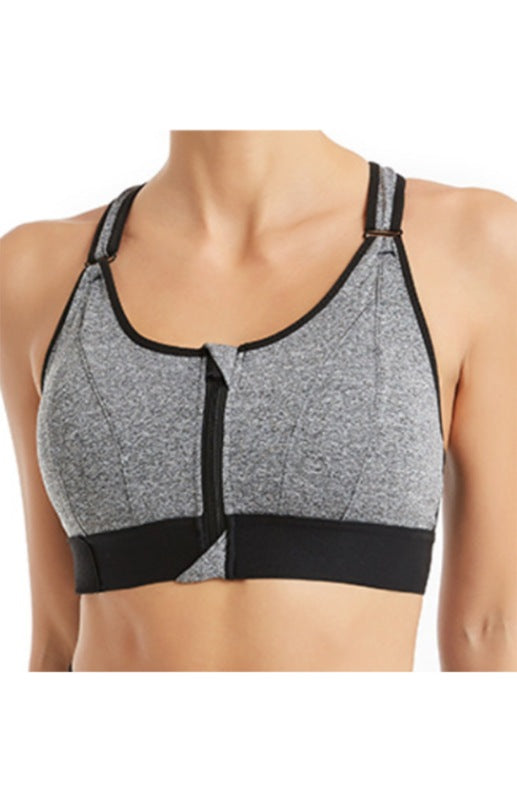 Women’s Adjustable Front Zip Sports Bra - Grey / S