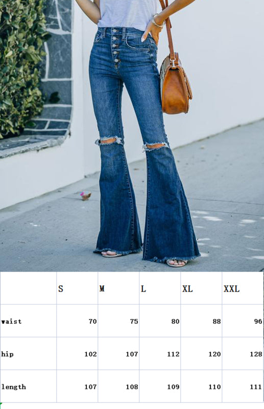 Women’s All-Match Skinny Ripped One-Breasted Jeans With Drag Pants