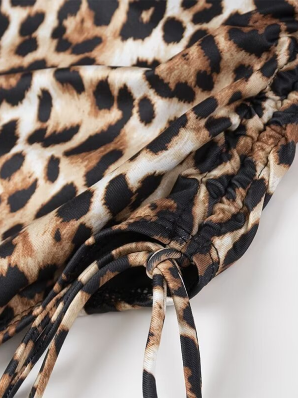 Leopard print drawstring fabric on slim fit swimwear from Women’s Animal Print Swimwear Collection