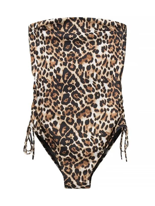 Leopard print strapless swimsuit from Women’s Animal Print Slim Fit Bandeau One-piece Swimsuit collection