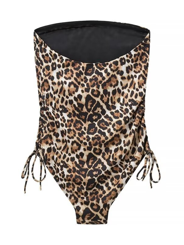 Leopard print slim fit strapless swimsuit from Women’s Animal Print Swimwear Collection