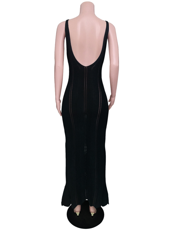 Women’s backless sexy hip-wrapped knitted beach dress cover-up dress