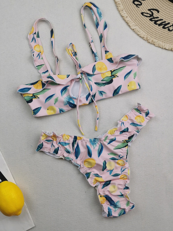 Women’s beach lace suspender sexy two-piece bikini