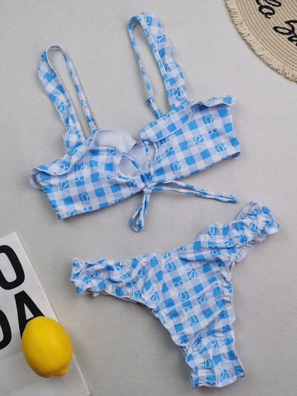 Women’s beach lace suspender sexy two-piece bikini - Pattern2 / S