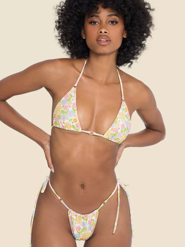 Women’s Beach Metal Ring Straps Sexy Two-piece Bikini - Pattern2 / S