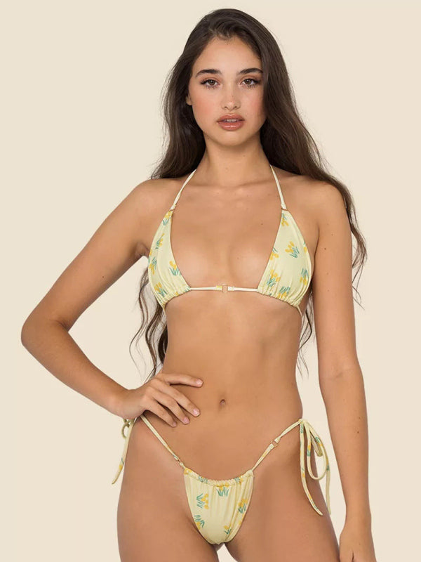 Women’s Beach Metal Ring Straps Sexy Two-piece Bikini - Pattern5 / S