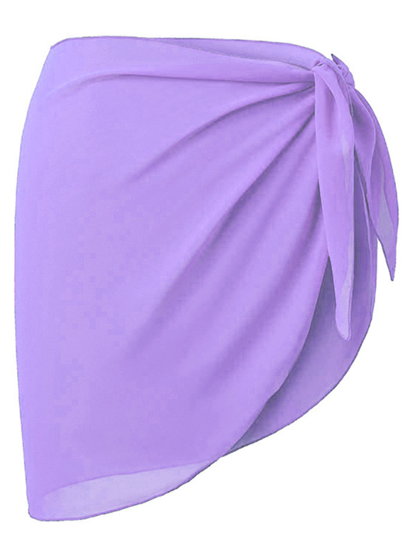 Women’s Bikini Cover Up Shirt Beach Wrap Dress Chiffon Skirt Apron - Purple / FREESIZE