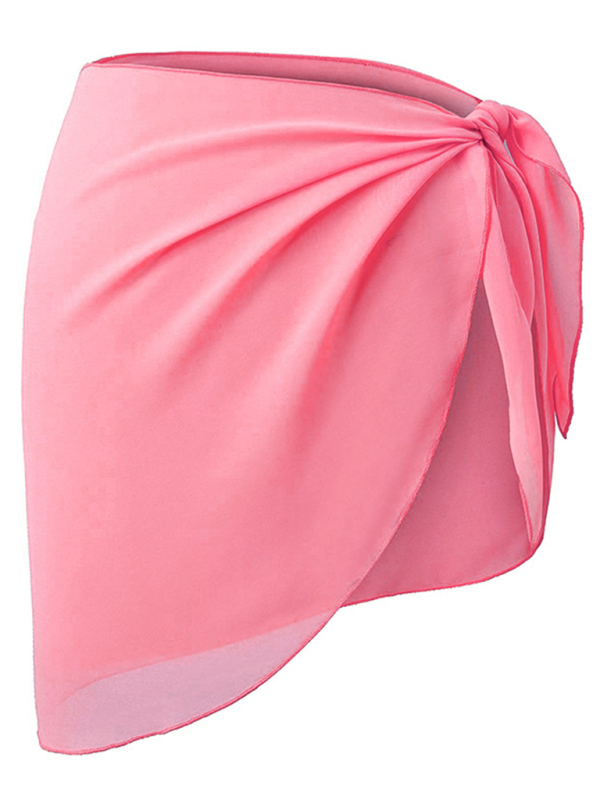 Women’s Bikini Cover Up Shirt Beach Wrap Dress Chiffon Skirt Apron - Pink / FREESIZE
