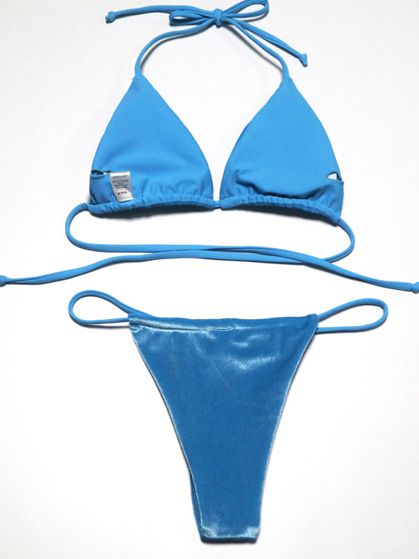 women’s bikini gold velvet solid color swimsuit