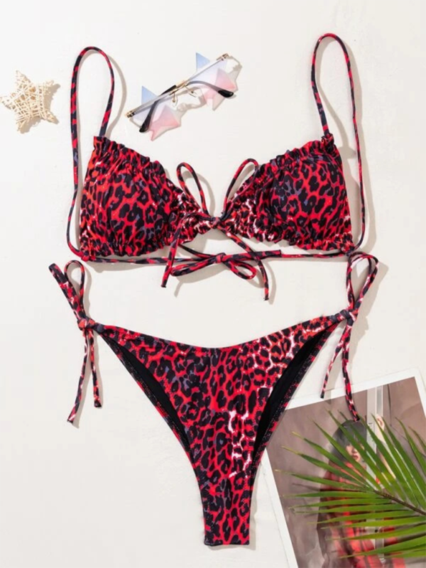 Women’s Bikini Ruffled Leopard Print Sexy Tankini Swimsuit