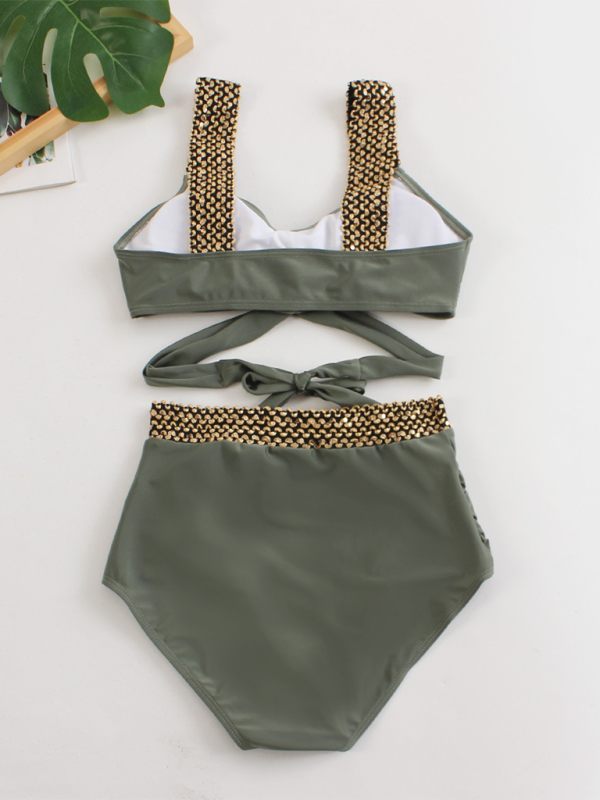 Women’s bikini two-piece tight swimsuit sexy cross backless bikini