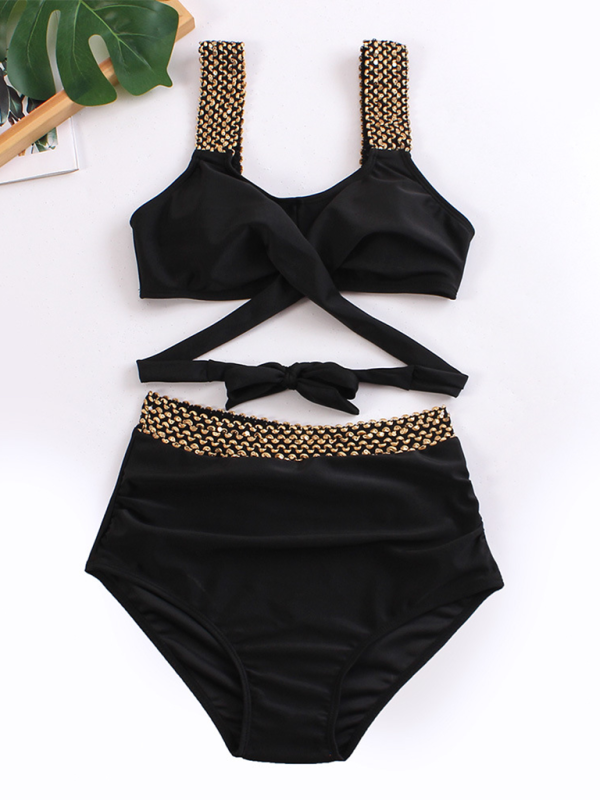 Women’s bikini two-piece tight swimsuit sexy cross backless bikini