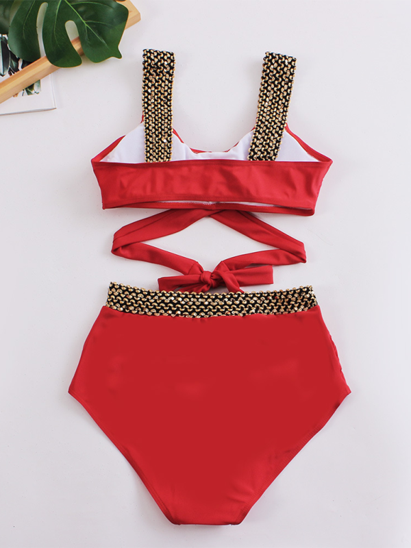 Women’s bikini two-piece tight swimsuit sexy cross backless bikini