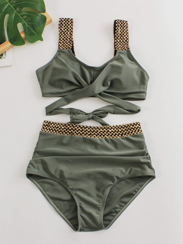 Women’s bikini two-piece tight swimsuit sexy cross backless bikini