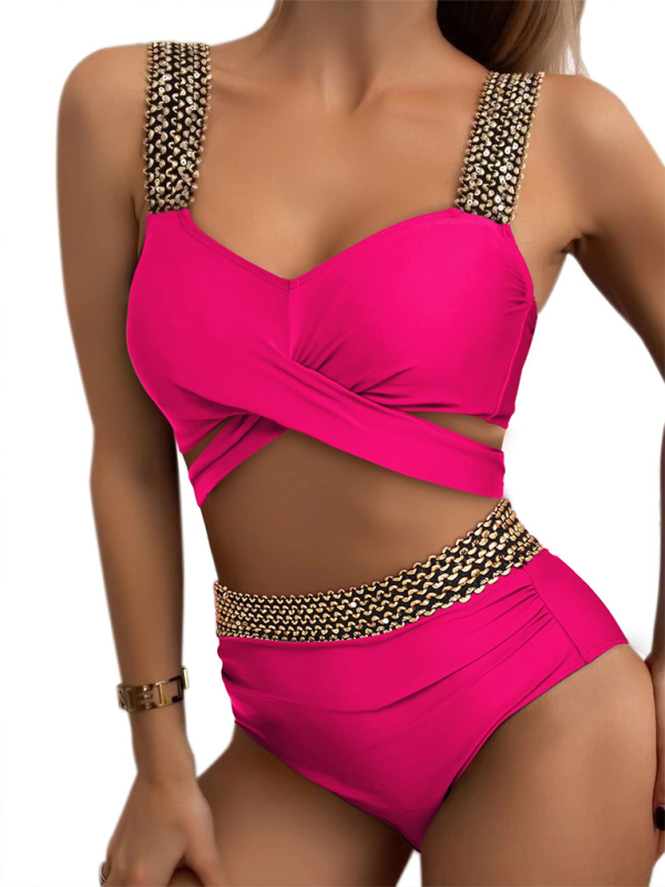 Women’s bikini two-piece tight swimsuit sexy cross backless bikini