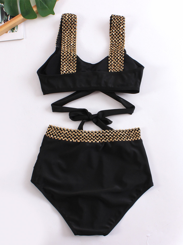 Women’s bikini two-piece tight swimsuit sexy cross backless bikini