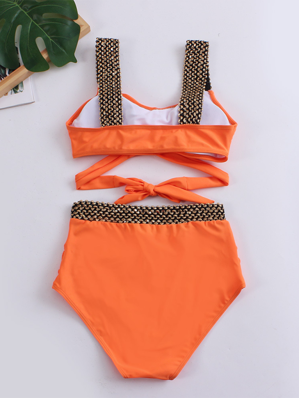 Women’s bikini two-piece tight swimsuit sexy cross backless bikini
