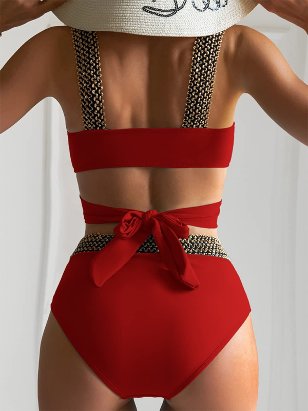 Women’s bikini two-piece tight swimsuit sexy cross backless bikini
