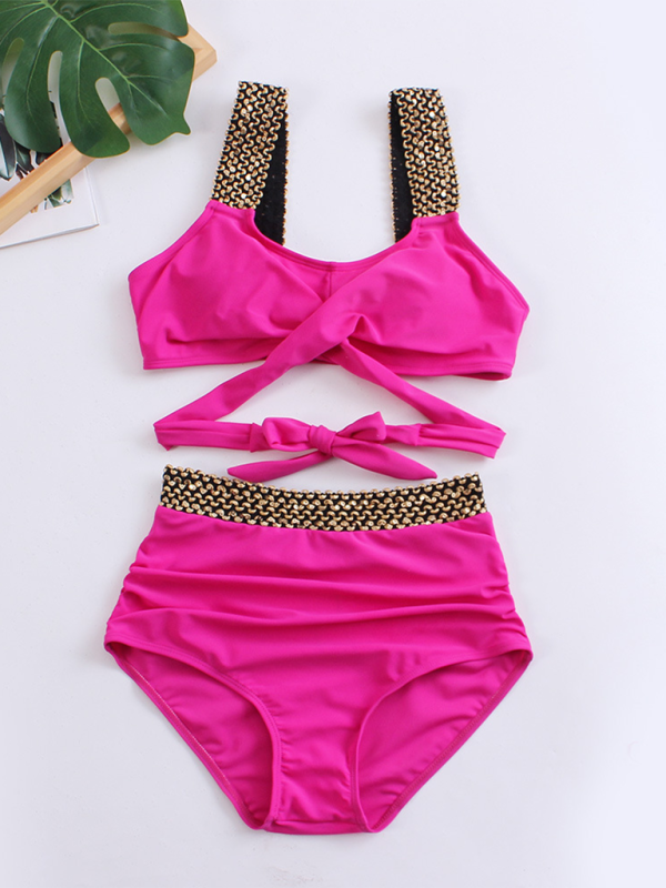 Women’s bikini two-piece tight swimsuit sexy cross backless bikini